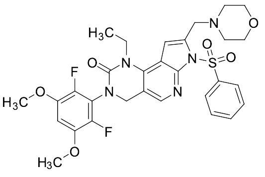 3-(2,6-difluoro-3,5-dimethoxyphenyl)-1-ethyl-8-(morpholinomethyl)-7-(phenylsulfonyl)-1,3,4,7-tetrahydro-2H-pyrrolo[3',2':5,6]pyrido[4,3-d]pyrimidin-2-one