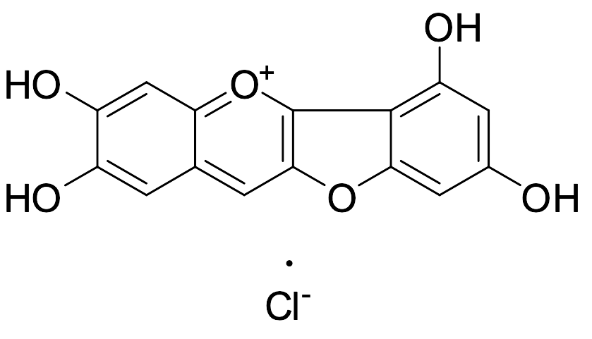 2,​3,​6,​8-​Tetrahydroxybenzofuro[3,​2-​b]​[1]​benzopyran-​5-​ium Chloride