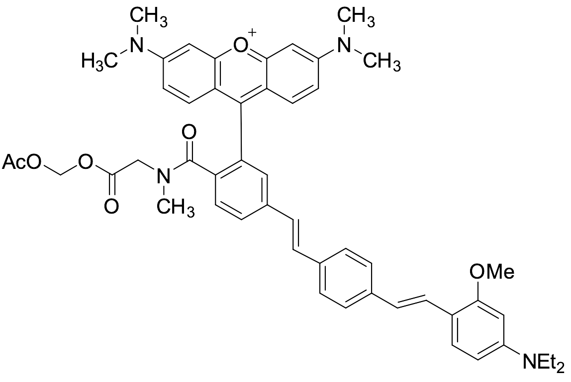 9-(2-((2-(Acetoxymethoxy)-2-oxoethyl)(methyl)carbamoyl)-5-((E)-4-((E)-4-(diethylamino)-2-methoxystyryl)styryl)phenyl)-3,6-bis(dimethylamino) Xanthylium