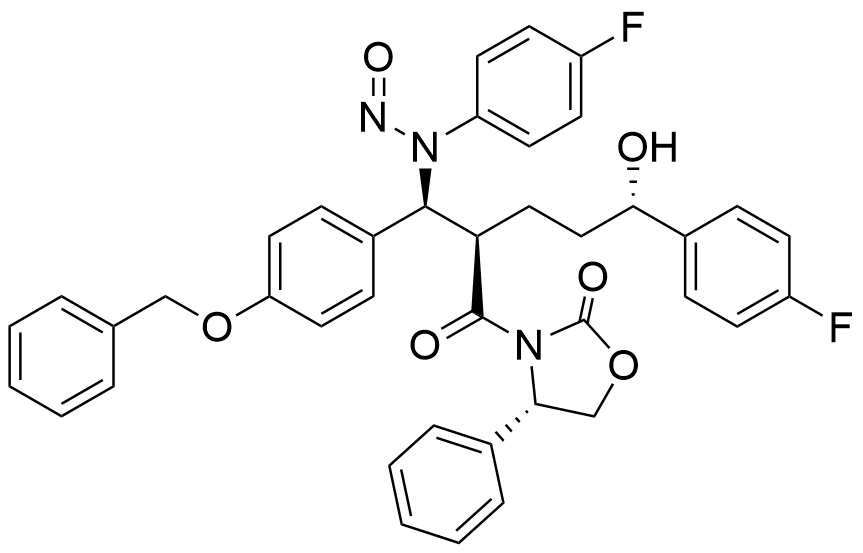N-Nitroso-(S)-3-((2R,5S)-2-((S)-(4-(benzyloxy)phenyl)((4-fluorophenyl)amino)methyl)-5-(4-fluorophenyl)-5-hydroxypentanoyl)-4-phenyloxazolidin-2-one