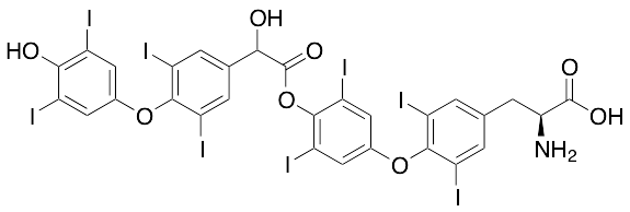(2S)-2-Amino-3-(4-(4-(2-hydroxy-2-(4-(4-hydroxy-3,5-diiodophenoxy)-3,5-diiodophenyl)acetoxy)-3,5-diiodophenoxy)-3,5-diiodophenyl)propanoic Acid, Ester-Bridged