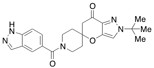 2'-(1,1-Dimethylethyl)-2',6'-dihydro-1-(1H-indazol-5-ylcarbonyl)spiro[piperidine-4,5'(7'H)-pyrano[3,2-c]pyrazol]-7'-one