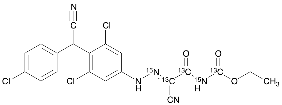 Ethyl (2-Cyano-2-(2-(3,5-dichloro-4-((4-chlorophenyl)(cyano)methyl)phenyl)hydrazono)acetyl)carbamate-13C3,15N2