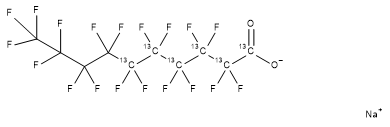 Pfuna Structure Sodium perfluoro-n-decanoic acid (PFDA) (1,2,3,4,5,6-¹³C₆, 99%) 50 µg ...